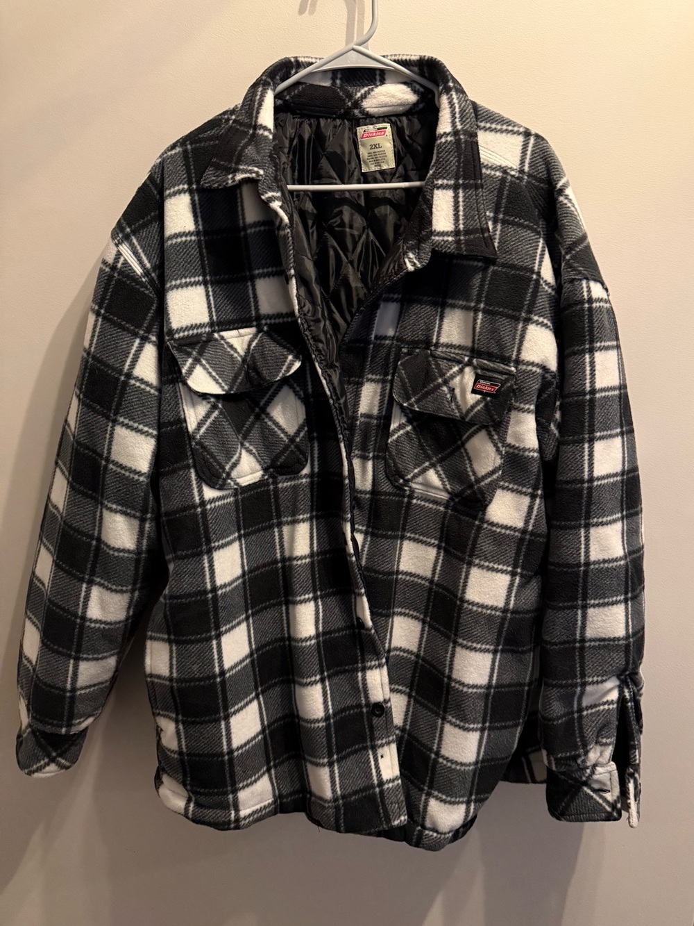 Dickies Black & White Plaid Quilted-Lined Shirt Jacket